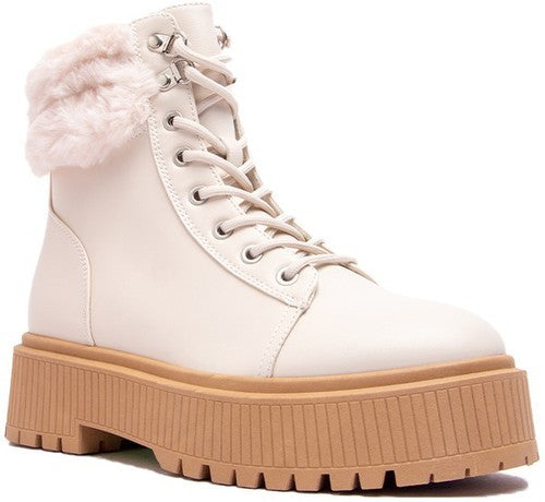 Catching A Cold Faux Fur Trimmed Booties
