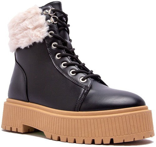 Catching A Cold Faux Fur Trimmed Booties