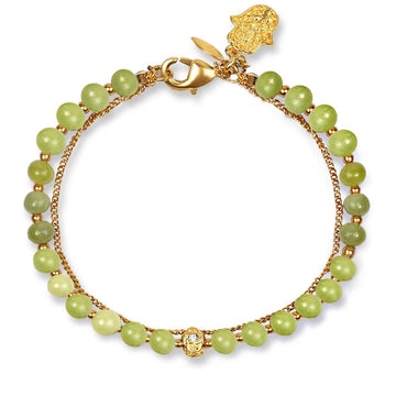 Enlightened Soul - Buddha Jade Gold Chain Bracelet