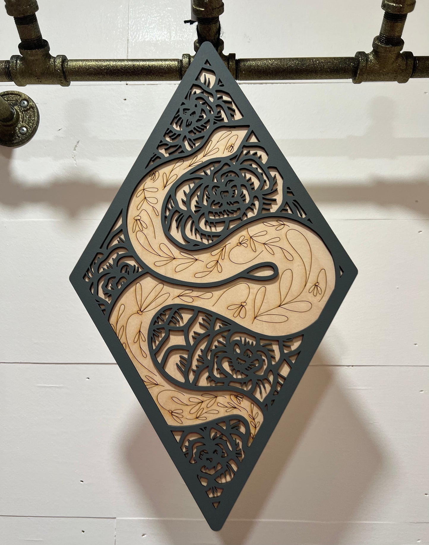 Garden Snake Wooden Diamond Sign