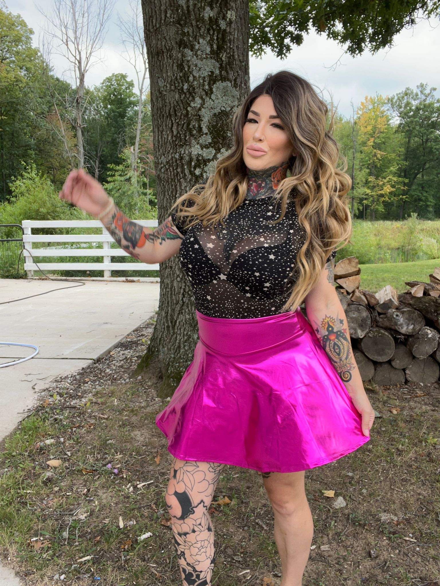 I Dare You Metallic Pleather Skirt