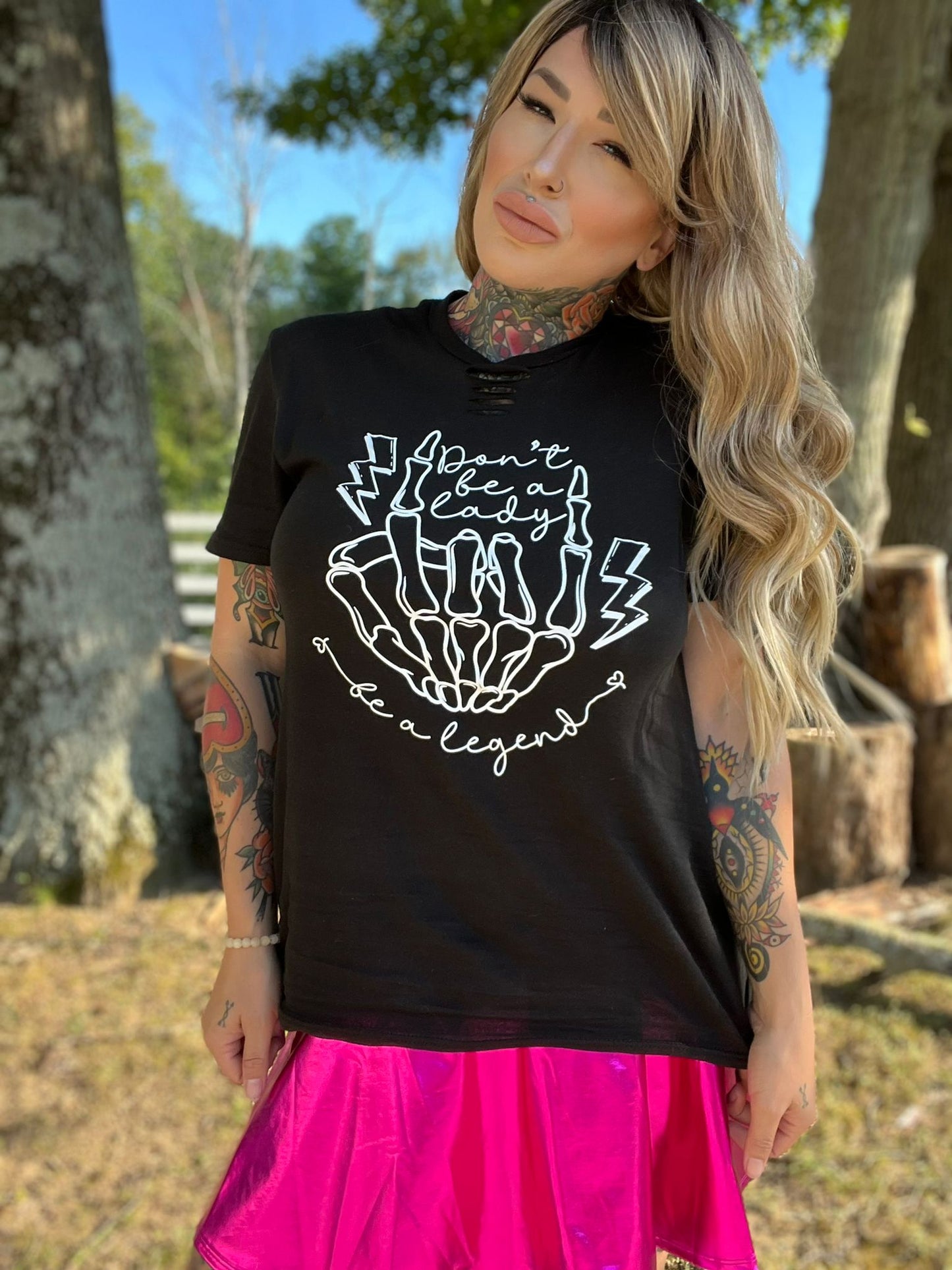 Don't Be A Lady Be A Legend Distressed Tee (S-3X)