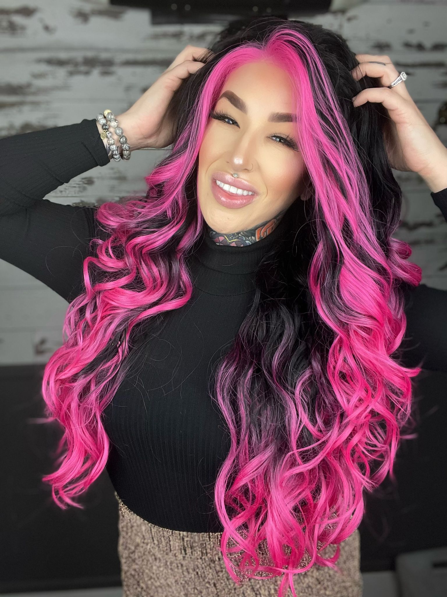 Half Black And Half Pink Hair half-black-and-half-pink-hair