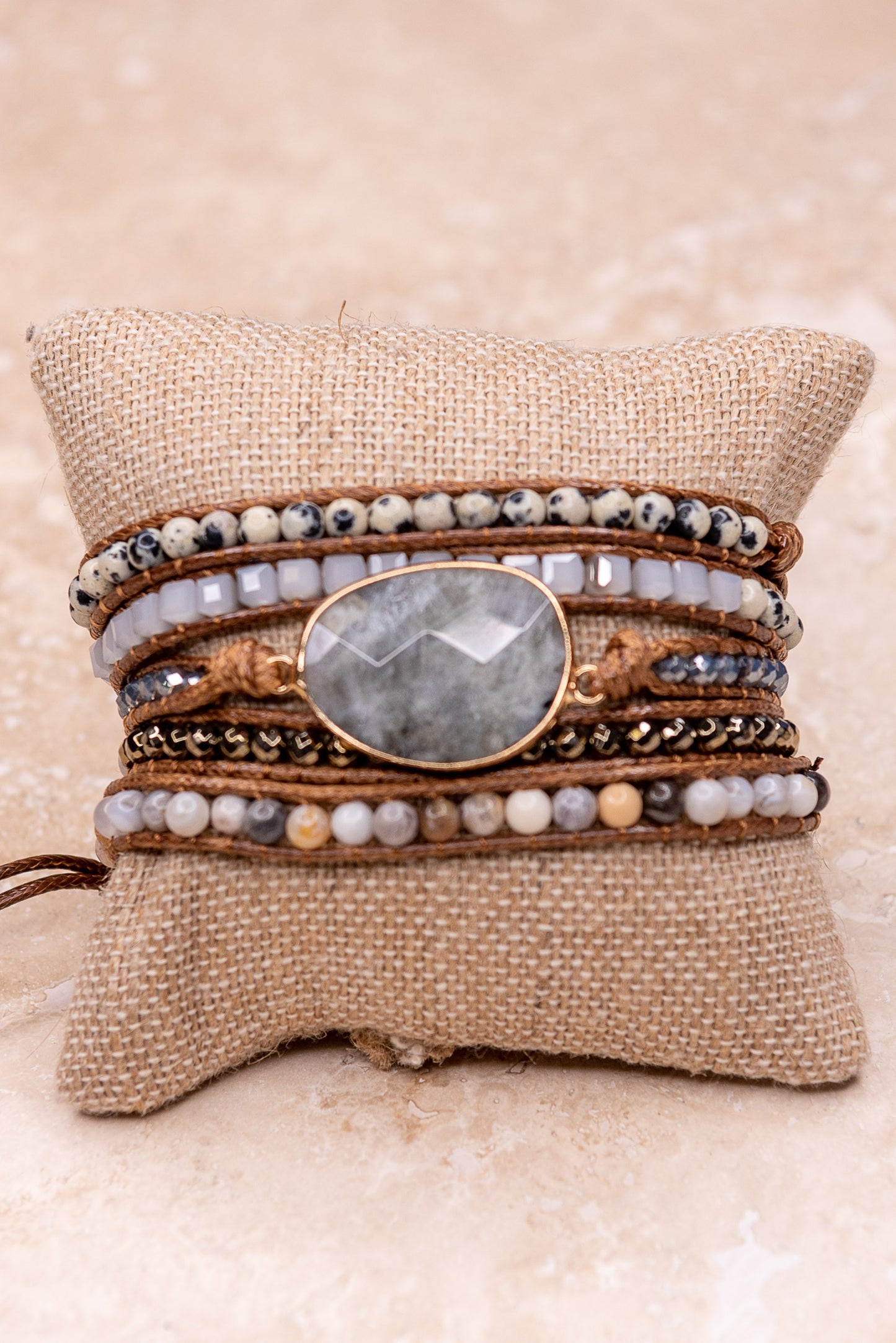 Natural Stones Wraparound Bracelet