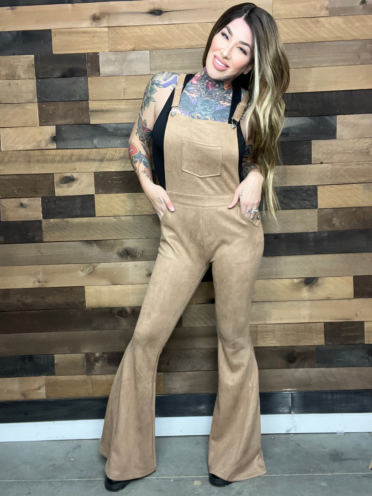 Ain't Worried 'Bout It Suede Overalls