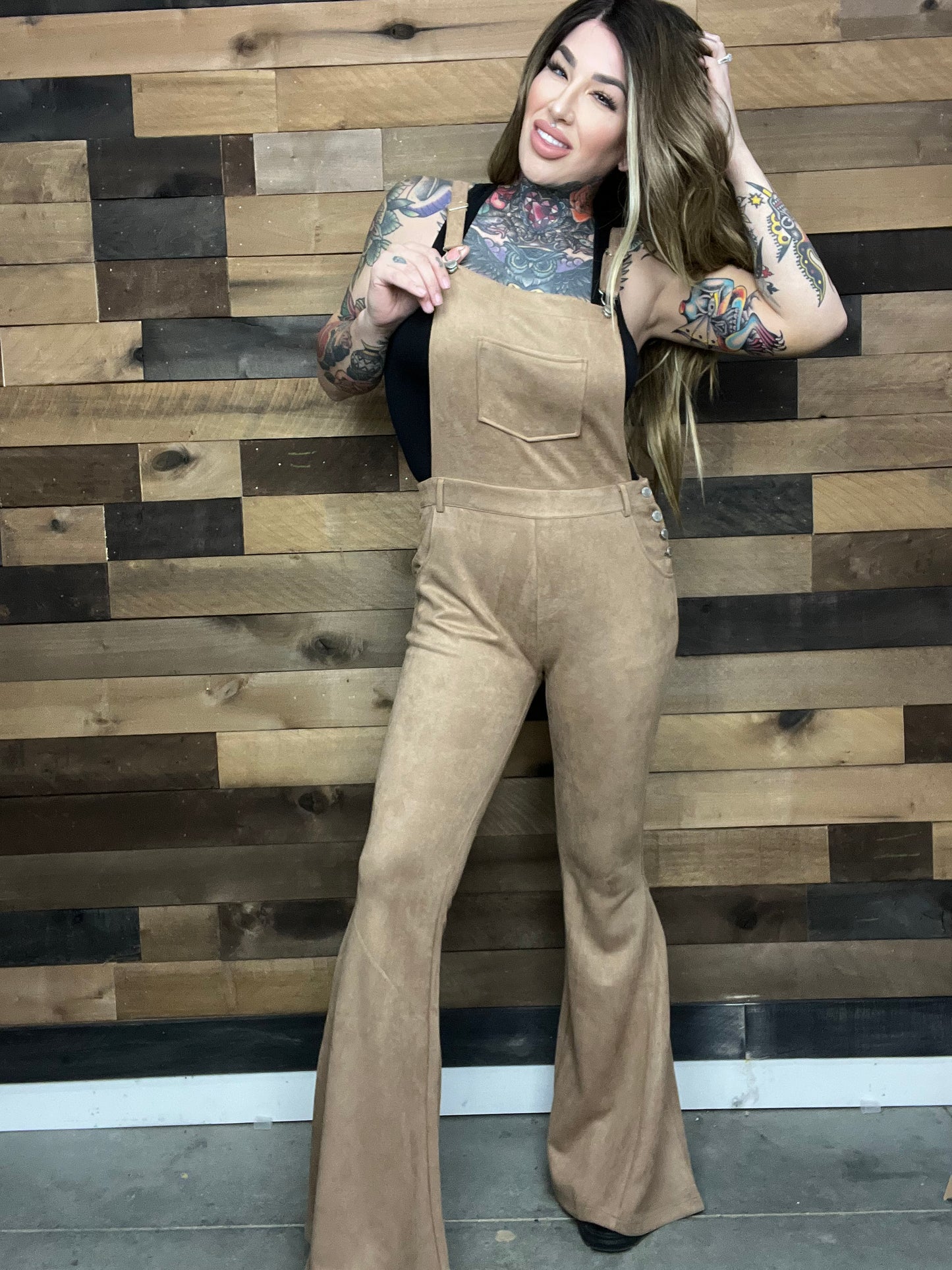 Ain't Worried 'Bout It Suede Overalls