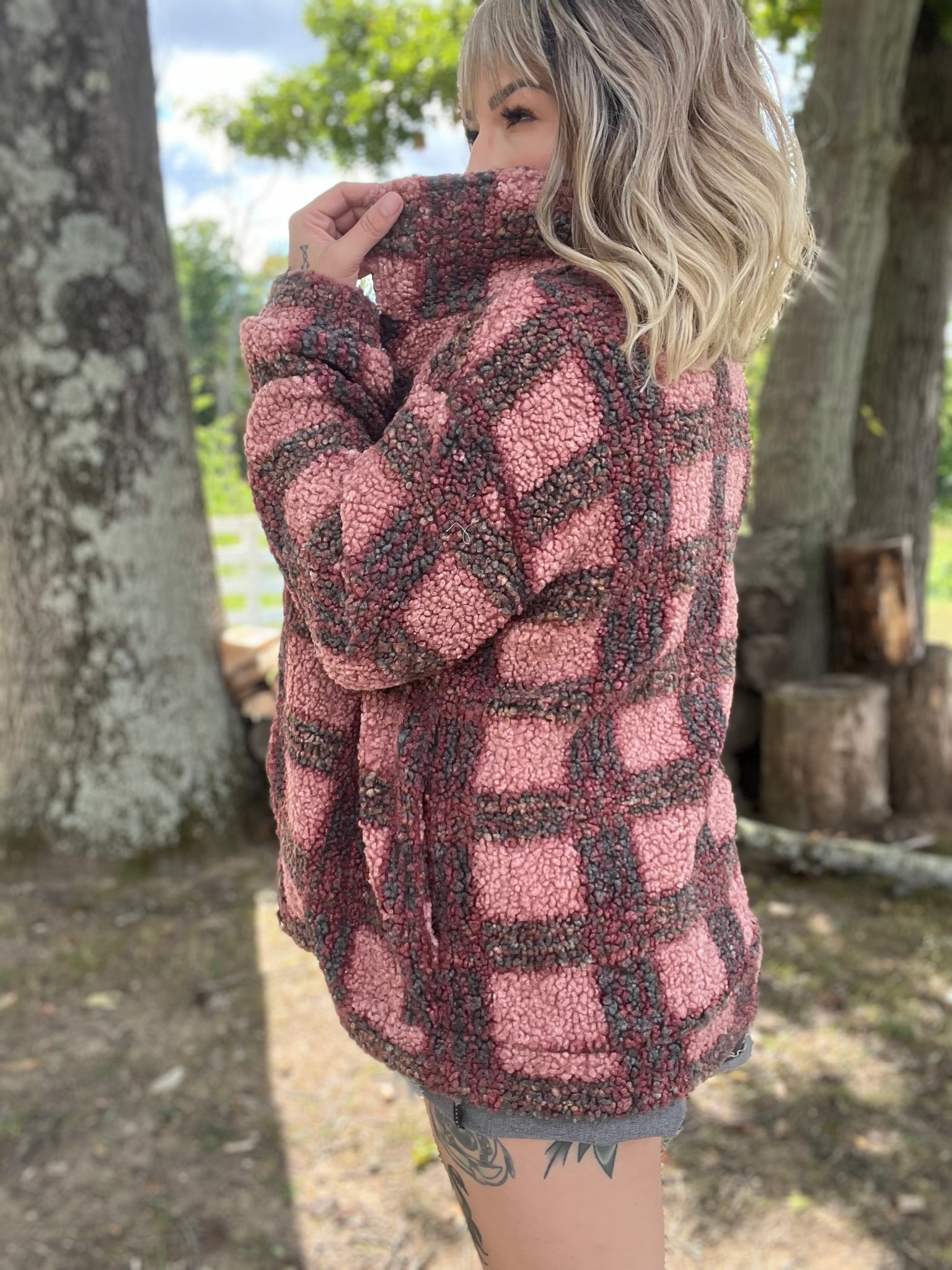 She's So Mauve Plaid Jacket