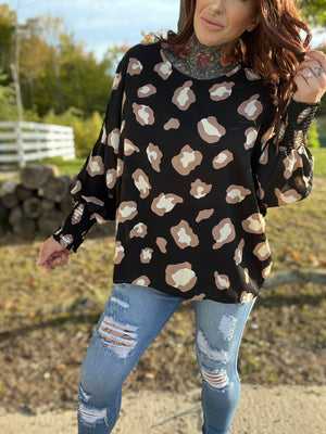 On The Prowl Curvy Long Sleeve Blouse