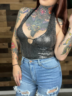 Dazzling Diva Sequin Halter Bodysuit