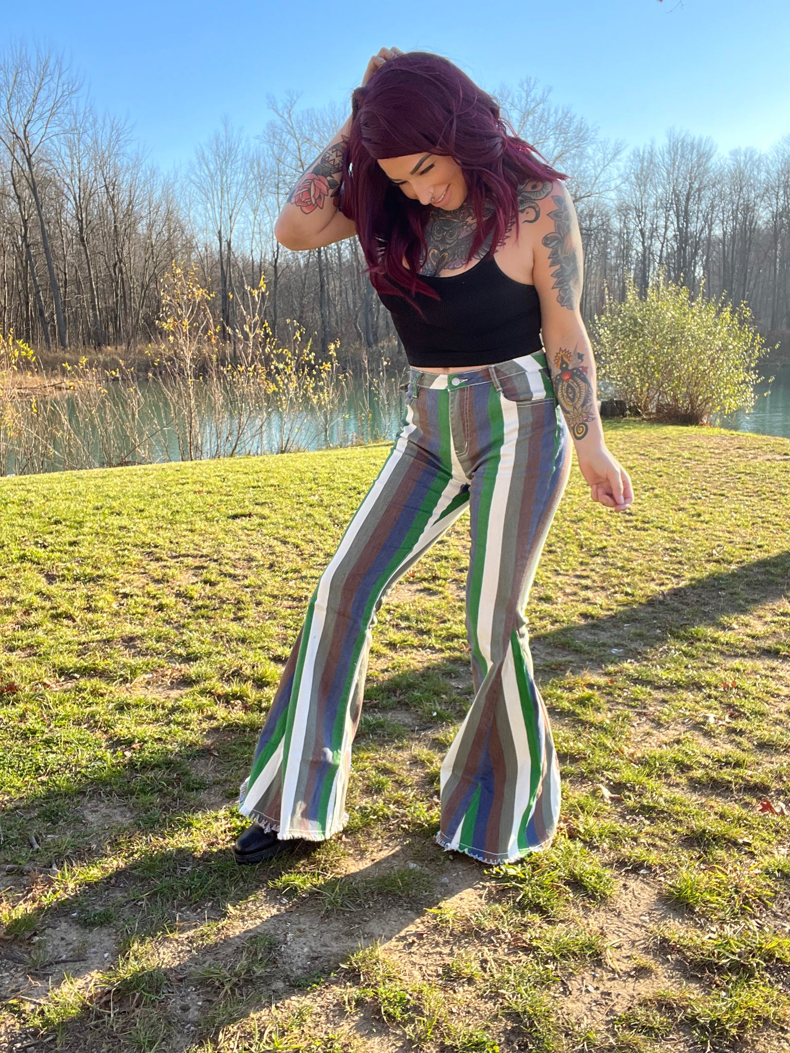 Crossed The Line Denim Flared Pants