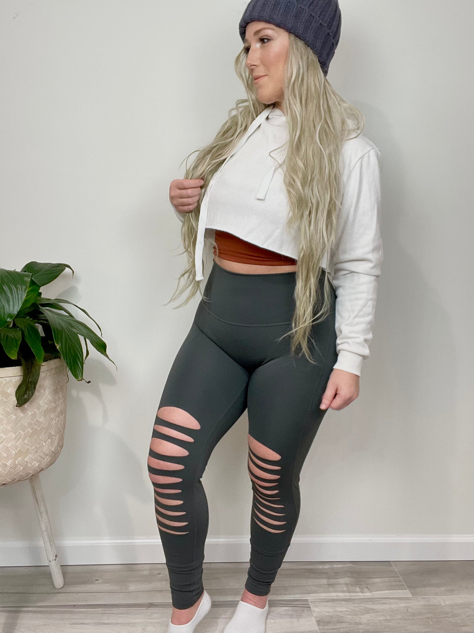 Vegas Skies Ripped High Waisted Leggings (S-XL)