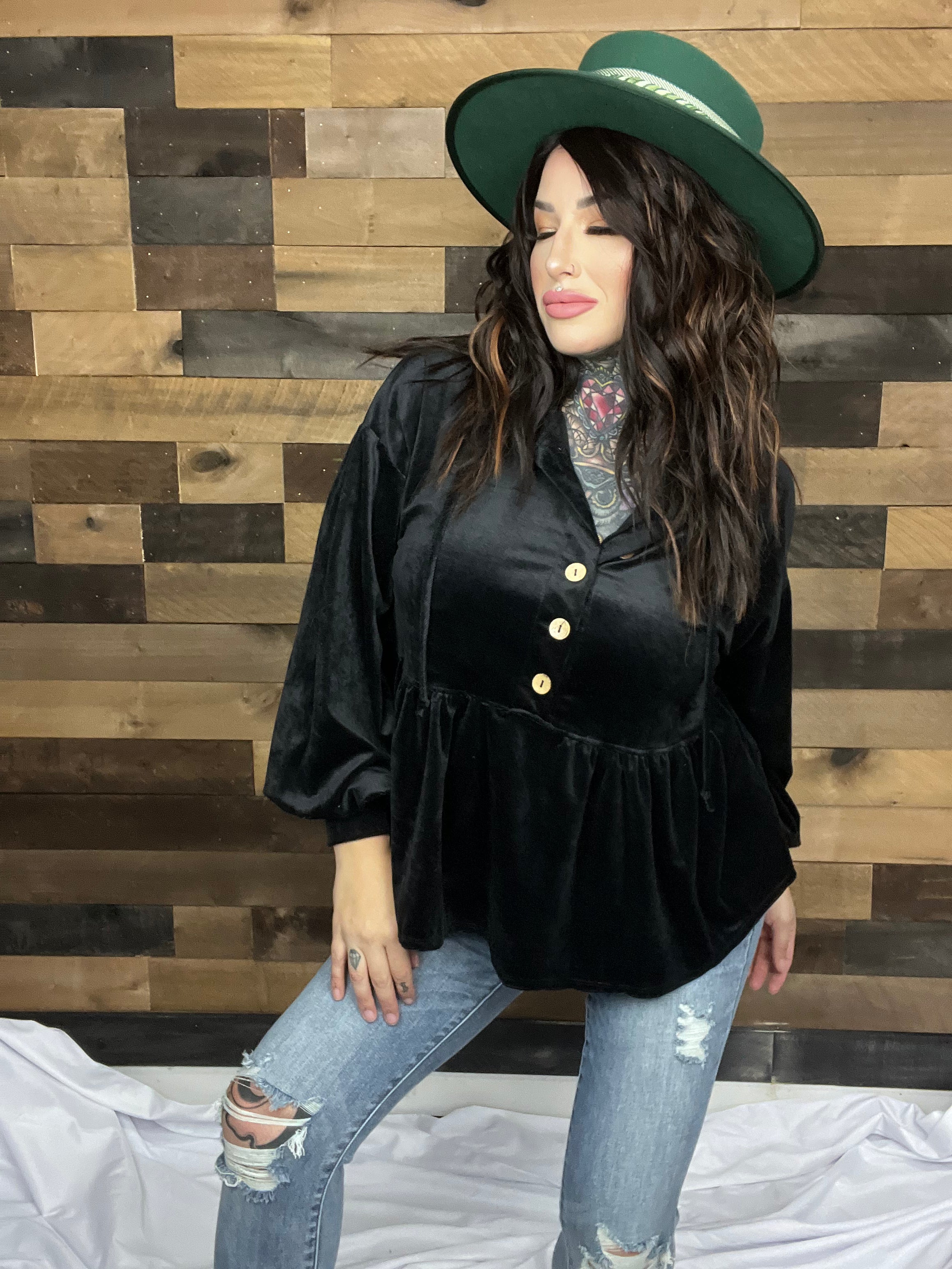 Little Riding Hood Velvet Button Top – Rebel Gypsy