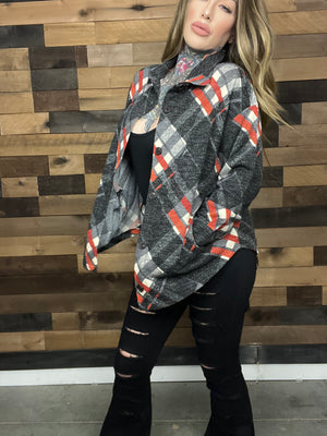 Up To Something Plaid Hi-Low Shacket
