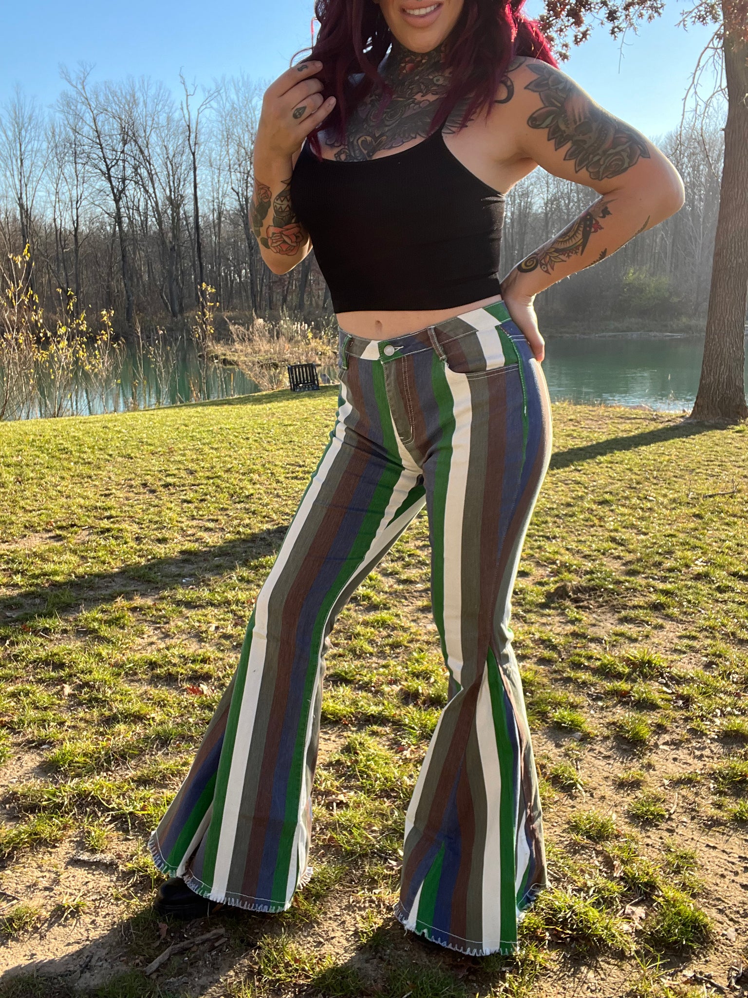 Crossed The Line Denim Flared Pants