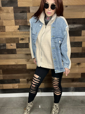 Behind The Scenes Denim Vest Fleece Jacket