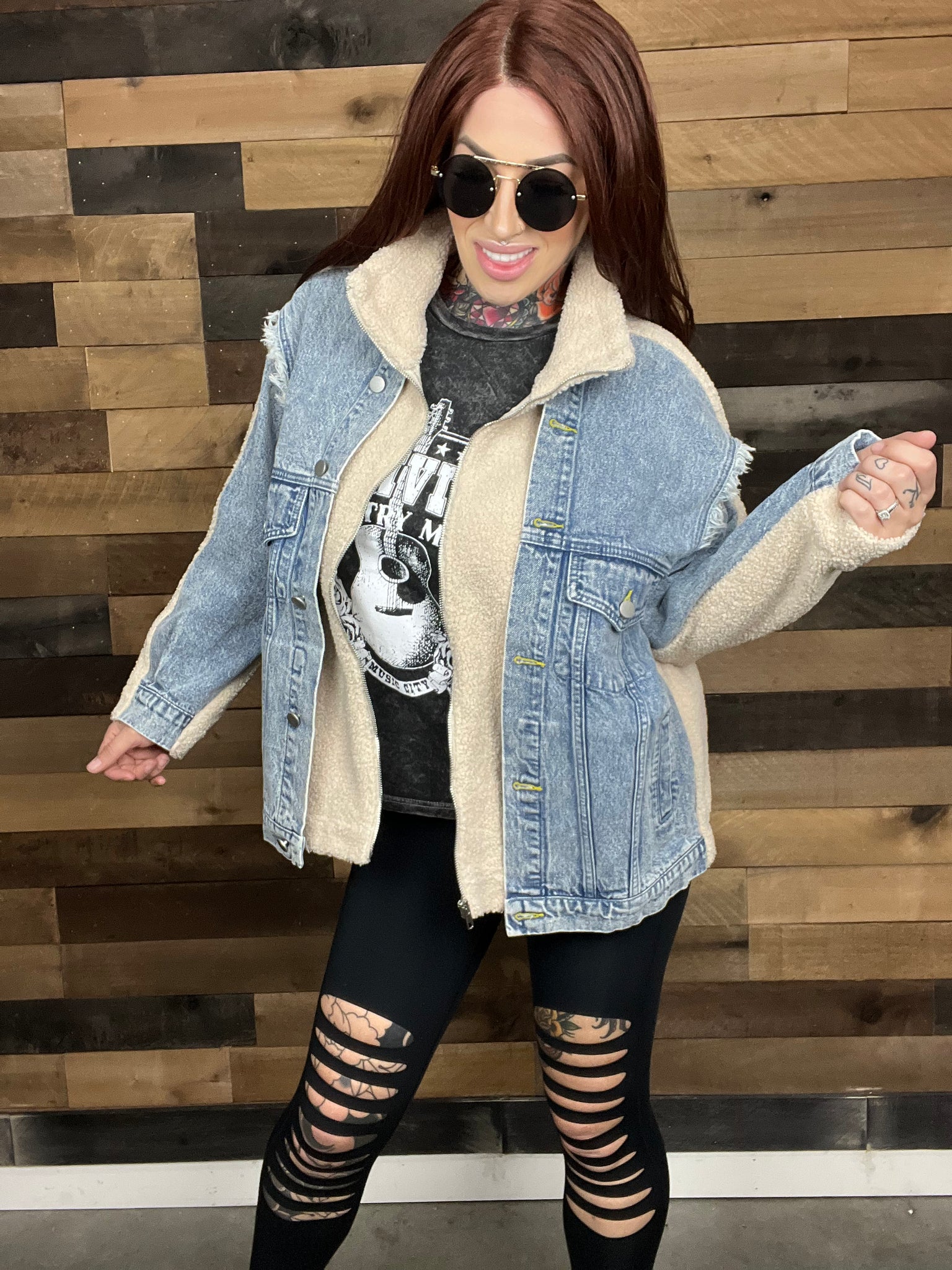 Behind The Scenes Denim Vest Fleece Jacket
