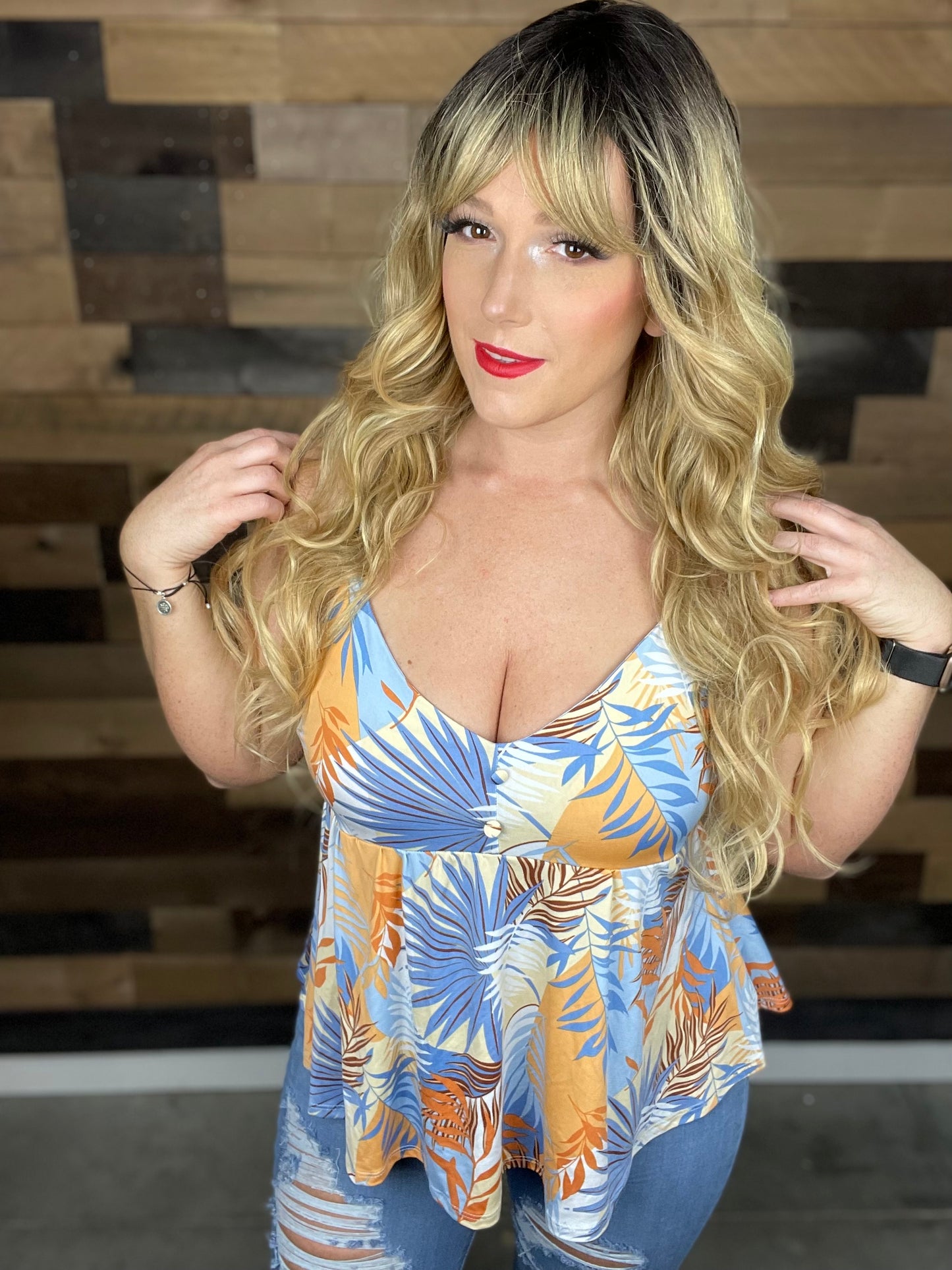 Live Out Loud Tropical Curvy Babydoll Cami