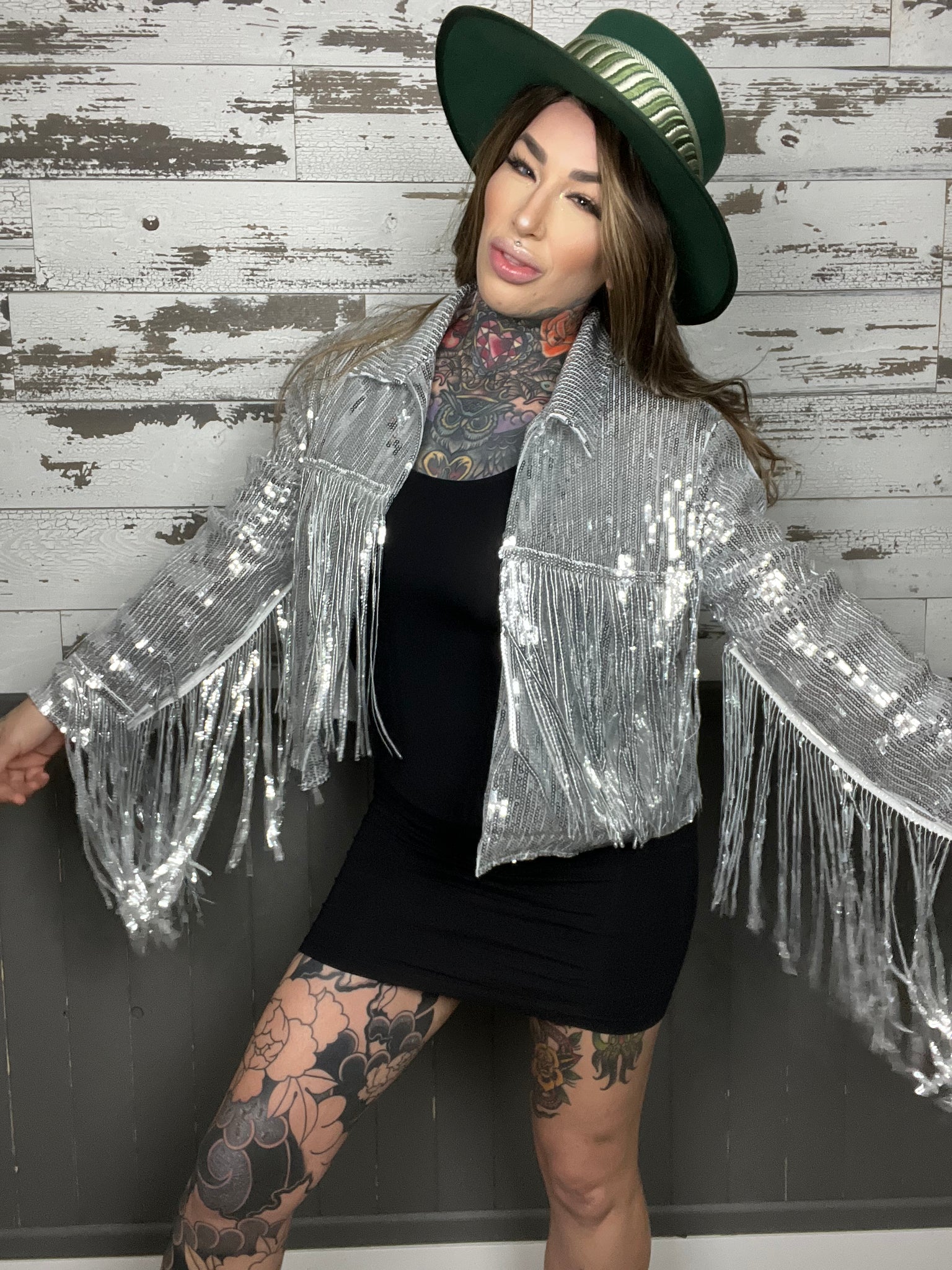 Party In The Back Fringe Sequin Jacket (Two Color Options)