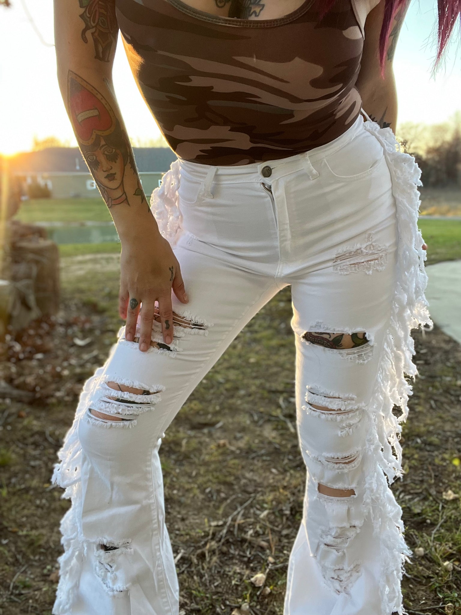 Chasing Thrills Distressed Side Tassel Jeans *M.A.P*