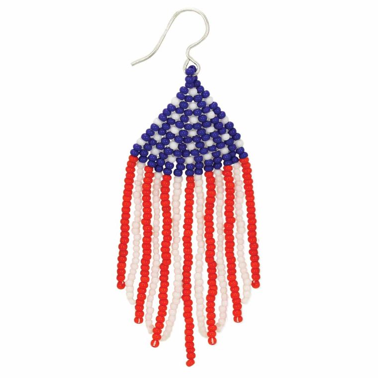 Red, White and Beads Earrings