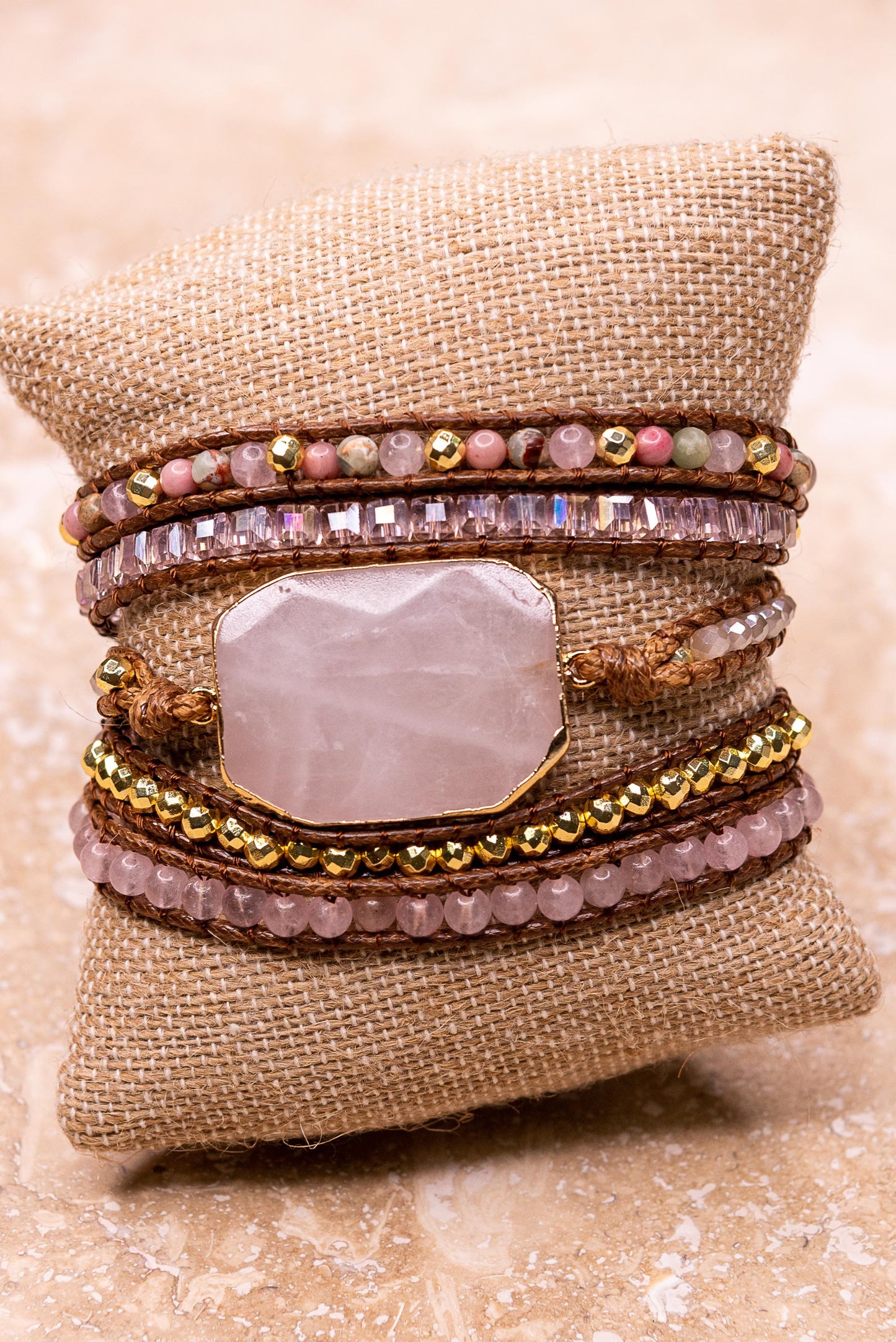 Natural Stones Wraparound Bracelet
