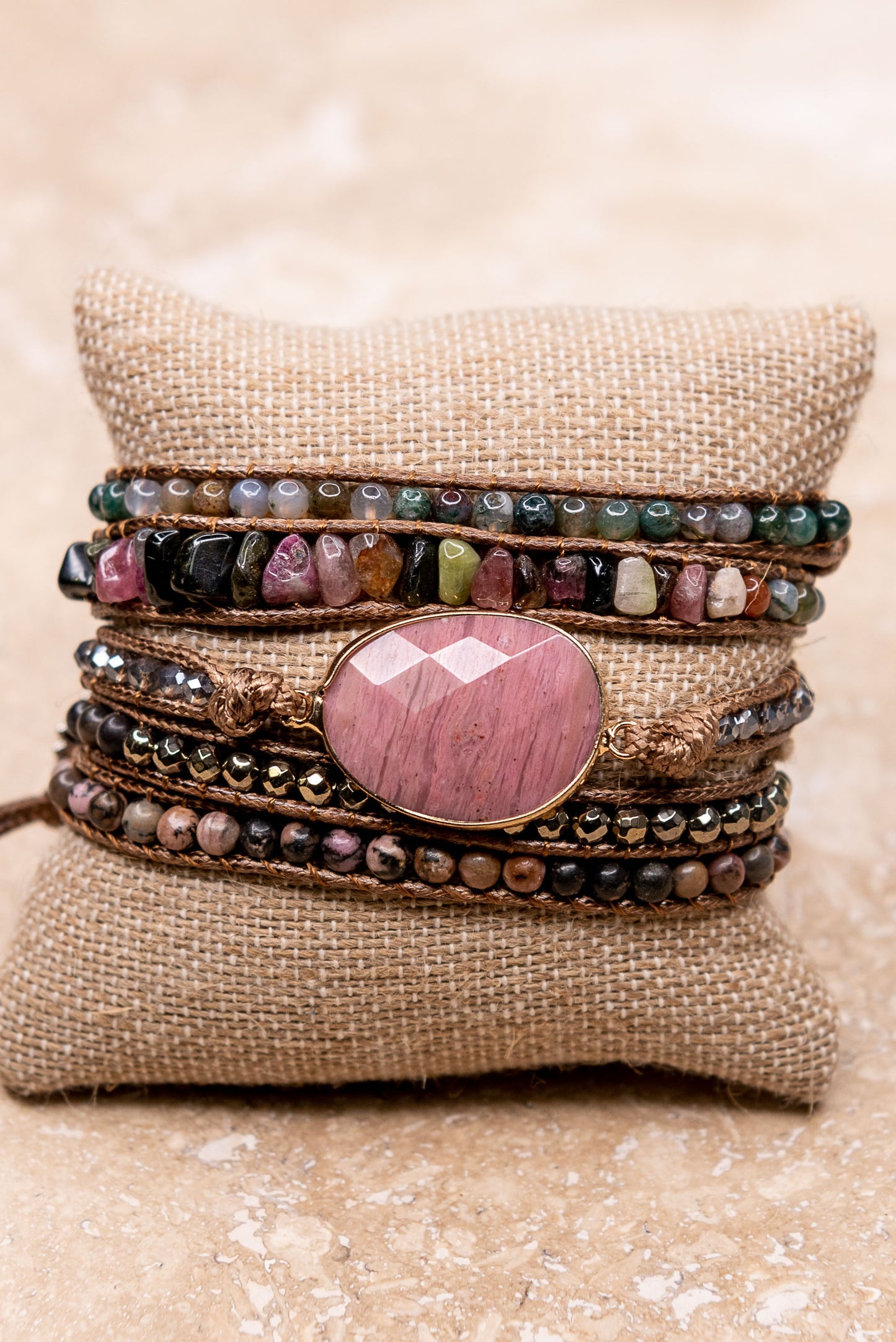 Natural Stones Wraparound Bracelet